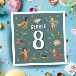 Jongens Cool Comic Book Blue Superhero Kids Verjaa Servet