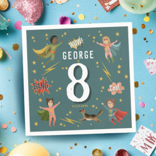 Jongens Cool Comic Book Blue Superhero Kids Verjaa Servet