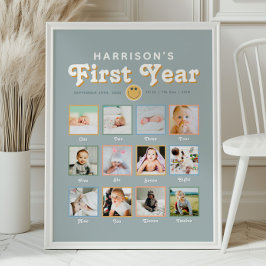 Jongens Cool Dude Eerste Jaar Verjaardag Fotocolla Perfect Poster