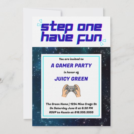 Jongens Cool Gamer Uitnodiging (Voorkant)