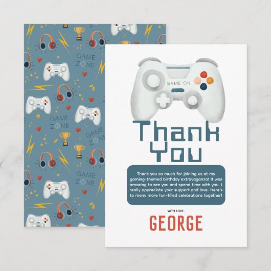 Jongens Cool Gaming Kinderverjaardag Bedankkaart (Voorkant / Achterkant)