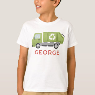 Jongens Cool Groene Vuilnis Afvalwagen Vervoer T-shirt