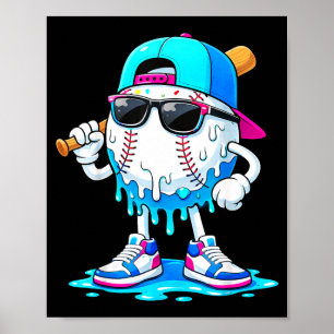 Jongens Cool Honkbal Ijs Drip Grappig Kinderen Jeu Poster