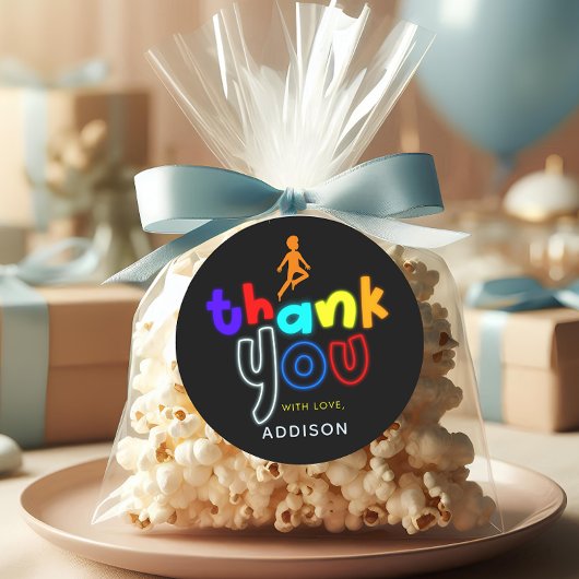 Jongens Cool Jump Neon Trampoline Verjaardagsgunst Ronde Sticker