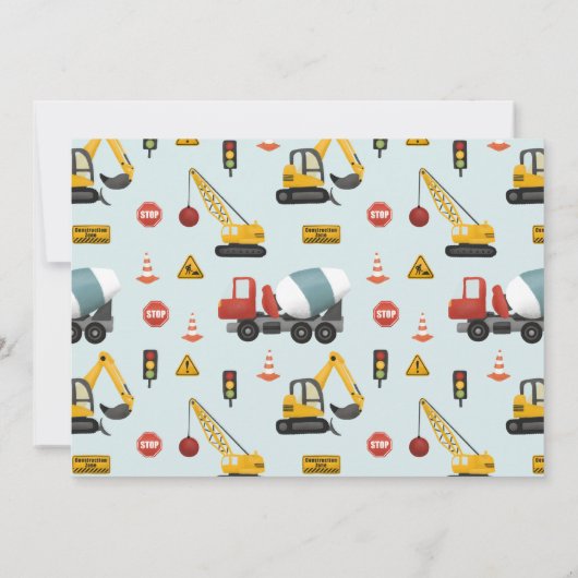 Jongens Cool Modern Construction Kids Verjaardagsf Bedankkaart (Achterkant)