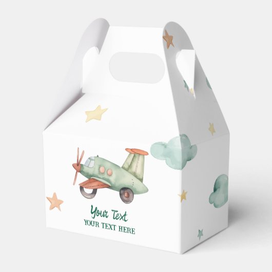 Jongens Cool Modern Kleurrijk Vliegtuig Verjaardag Bedankdoosjes (Voorkant Zijde)