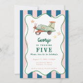 Jongens Cool Modern Kleurrijk Vliegtuig Verjaardag Kaart (Voorkant)