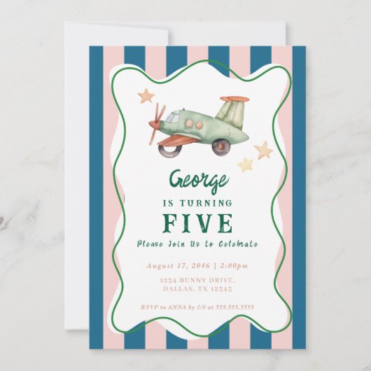 Jongens Cool Modern Kleurrijk Vliegtuig Verjaardag Kaart (Voorkant)