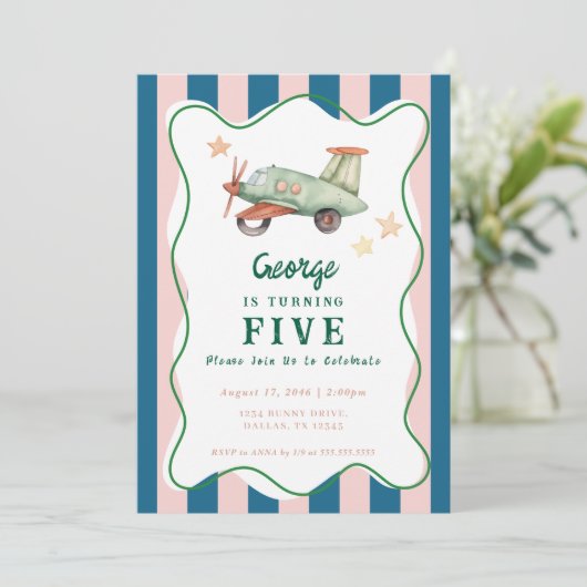 Jongens Cool Modern Kleurrijk Vliegtuig Verjaardag Kaart (Staand voorkant)
