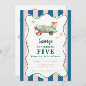 Jongens Cool Modern Kleurrijk Vliegtuig Verjaardag Kaart (Voorkant / Achterkant)