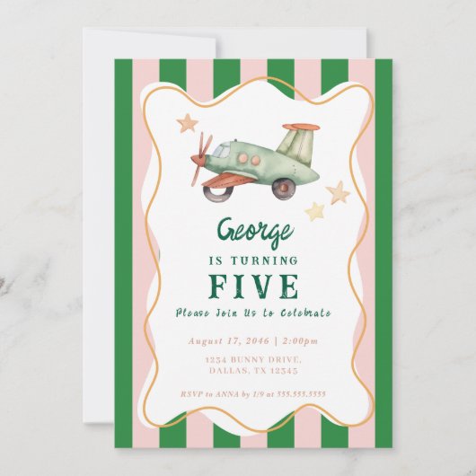 Jongens Cool Modern Kleurrijk Vliegtuig Verjaardag Kaart (Voorkant)
