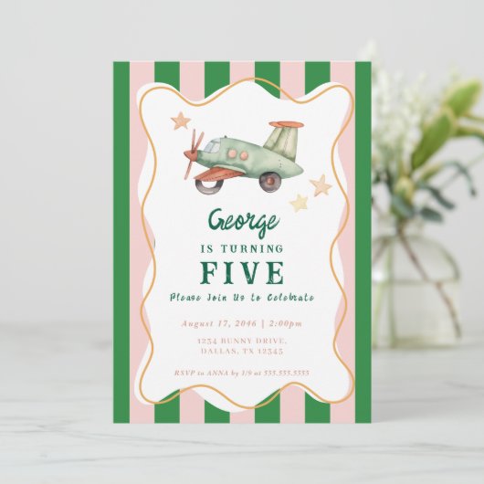 Jongens Cool Modern Kleurrijk Vliegtuig Verjaardag Kaart (Staand voorkant)