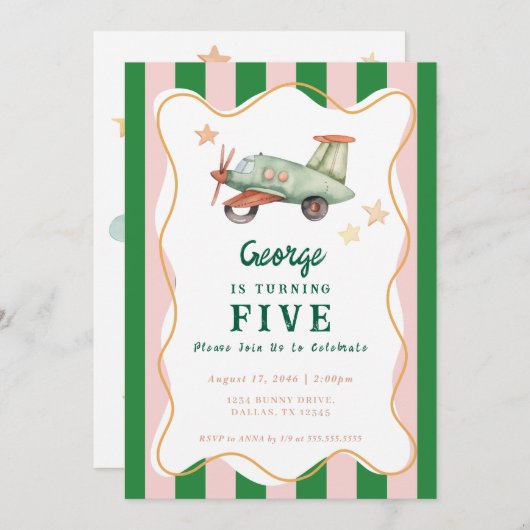Jongens Cool Modern Kleurrijk Vliegtuig Verjaardag Kaart (Voorkant / Achterkant)