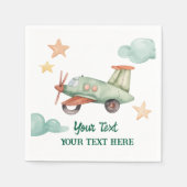 Jongens Cool Modern Kleurrijk Vliegtuig Verjaardag Servet (Voorkant)