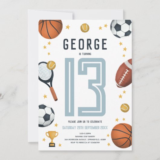 Jongens Cool Modern Sports Star Verjaardag Kaart (Voorkant)