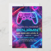 Jongens Cool Neon Gaming Controller Verjaardag Kaart (Voorkant)