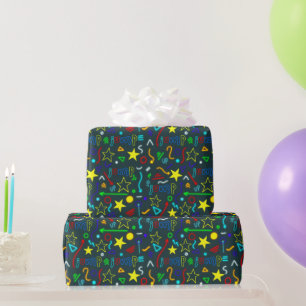Jongens Cool Neon Trampoline Kids Verjaardag Cadeaupapier