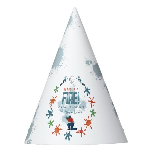 Jongens Cool Paintball Party Kinderen Verjaardag Feesthoedjes (Voorkant)