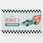 Jongens Cool Racing Auto Kinderen Verjaardag Welko Spandoek (Horizontaal)