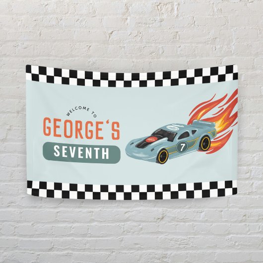 Jongens Cool Racing Auto Kinderen Verjaardag Welko Spandoek