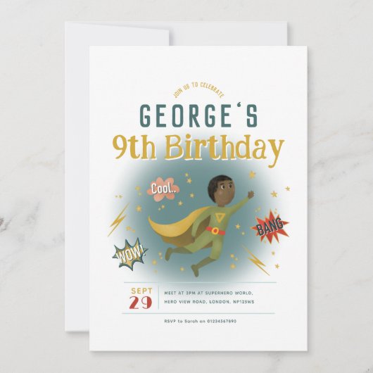 Jongens Cool Superheld Comic Book Kids Verjaardag Kaart (Voorkant)