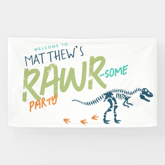 Jongens Cool T-Rex Dinosaurussen Kinderen Verjaard Spandoek (Horizontaal)