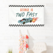 Jongens Cool Twee Snelle 2e Verjaardag Hot Car Spandoek (Insitu)