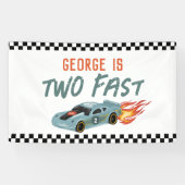 Jongens Cool Twee Snelle 2e Verjaardag Hot Car Spandoek (Horizontaal)