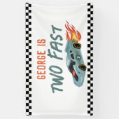 Jongens Cool Twee Snelle 2e Verjaardag Hot Car Spandoek (Verticaal)