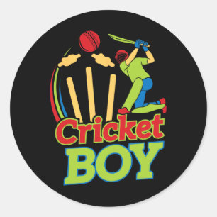 Jongens Cricket Speler Ontwerp Voor Atleten - Cric Ronde Sticker
