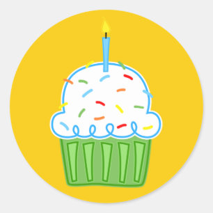 Jongens Cupcakes Gele Stickers