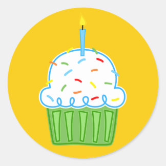 Jongens Cupcakes Gele Stickers