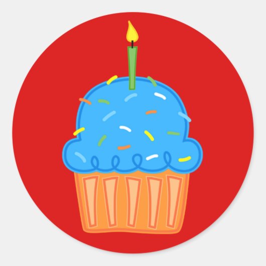 Jongens Cupcakes Rode Stickers (Voorkant)