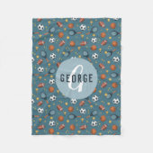 Jongens Cute Blue Football Basketball Sport Kinder Fleece Deken (Voorkant)