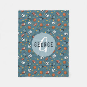 Jongens Cute Blue Football Basketball Sport Kinder Fleece Deken