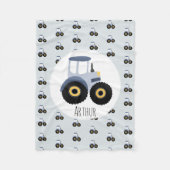 Jongens Cute Blue Tractor Pattern & Name Children' Fleece Deken (Voorkant)