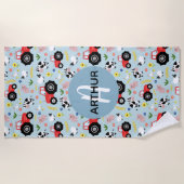 Jongens Cute en Moderne Boerderij Dierenbeschermpa Strandlaken (Voorkant)