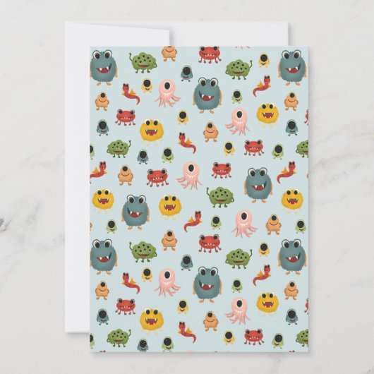 Jongens Cute en Moderne Monster Kids Birthday Part Kaart (Achterkant)