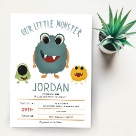 Jongens Cute en Moderne Monster Kids Birthday Part Kaart