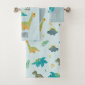 Jongens Cute Modern Blue Dinosaur Pattern Kinder Bad Handdoek (Insitu)