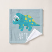 Jongens Cute Modern Blue Dinosaur Pattern Kinder Bad Handdoek (Wasdoekje)