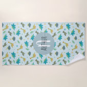 Jongens Cute Modern Blue Dinosaur Pattern Kinder Strandlaken (Voorkant)