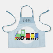 Jongens Cute Modern Train & Name Kinder Schort (Voorkant)