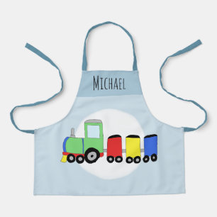 Jongens Cute Modern Train & Name Kinder Schort