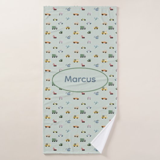 Jongens Cute Transport Auto Patroon monogram Kinde Badhanddoek (Badhanddoek)