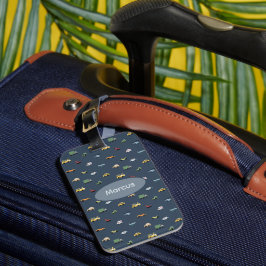 Jongens Cute Transport Auto Patroon monogram Kinde Bagagelabel
