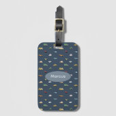 Jongens Cute Transport Auto Patroon monogram Kinde Bagagelabel (Voorkant (verticaal))