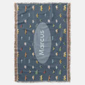 Jongens Cute Transport Auto Patroon monogram Kinde Deken (Voorkant Verticaal)