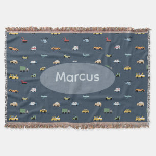 Jongens Cute Transport Auto Patroon monogram Kinde Deken