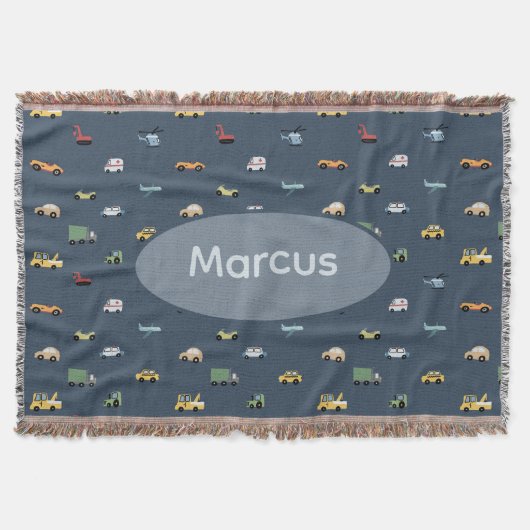Jongens Cute Transport Auto Patroon monogram Kinde Deken (Voorkant)